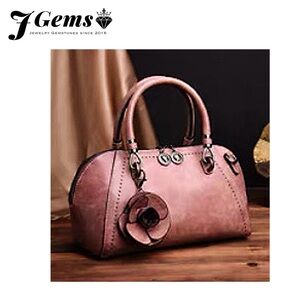 Elegant Vintage-Style Cowlite Leather Satchel Handbag – Soft Blush Pink